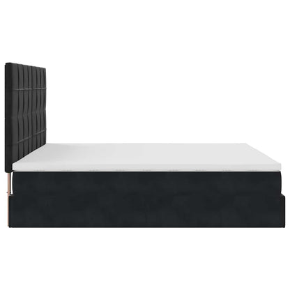 Struttura Letto Pouf con Materassi Nero 180x200 cm in Velluto | homemem39