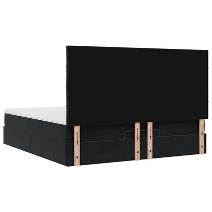 Struttura Letto Pouf con Materassi Nero 180x200 cm in Velluto | homemem39
