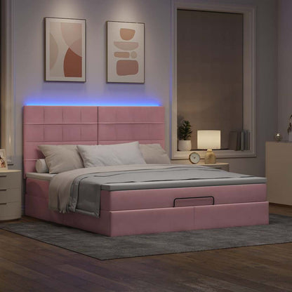Struttura Letto Pouf con Materassi Rosa 180x200 cm Velluto | homemem39