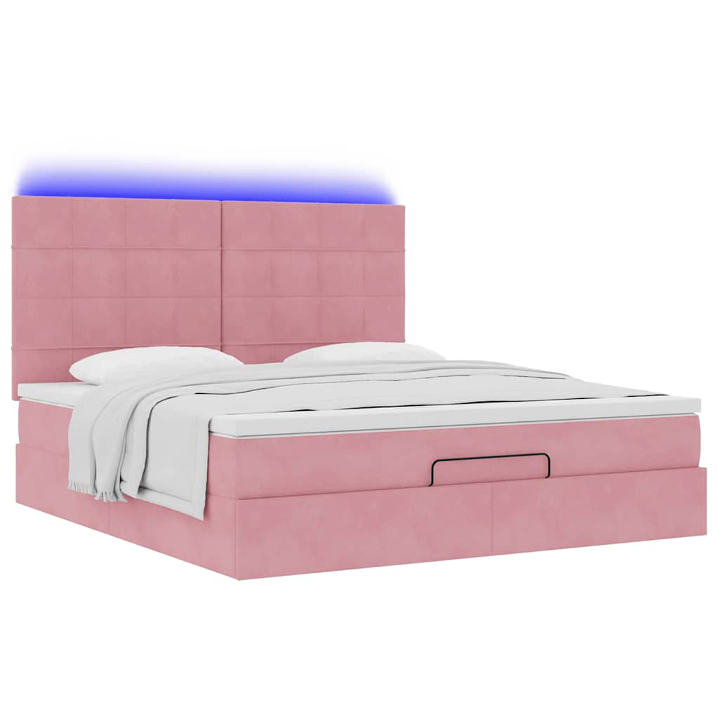 Struttura Letto Pouf con Materassi Rosa 180x200 cm Velluto | homemem39
