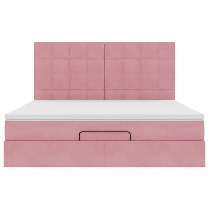 Struttura Letto Pouf con Materassi Rosa 180x200 cm Velluto | homemem39