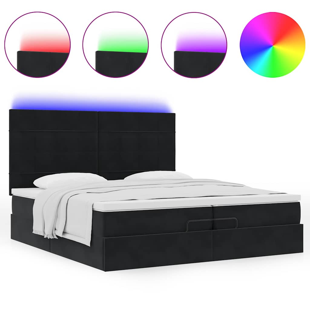 Struttura Letto Pouf con Materassi Nero 200x200 cm Velluto | homemem39