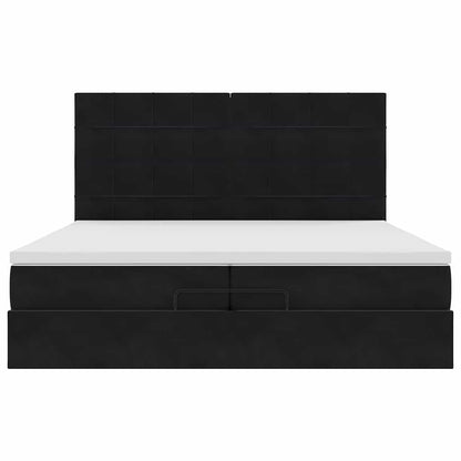 Struttura Letto Pouf con Materassi Nero 200x200 cm Velluto | homemem39