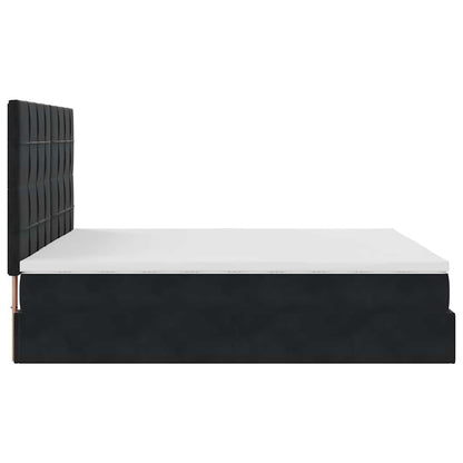 Struttura Letto Pouf con Materassi Nero 200x200 cm Velluto | homemem39