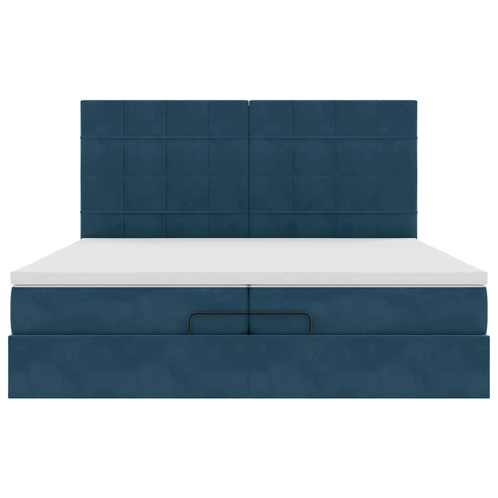 Pouf Letto con Materassi e LED Blu Scuro 200x200cm Velluto | homemem39
