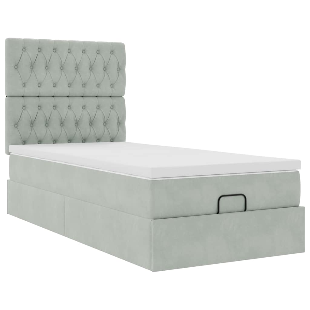 Struttura Letto Pouf con Materassi 80x200 cm in Velluto | homemem39