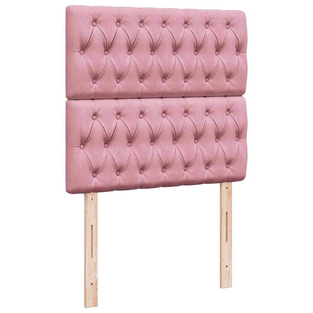 Struttura Letto Pouf con Materassi Rosa 80x200 cm Velluto