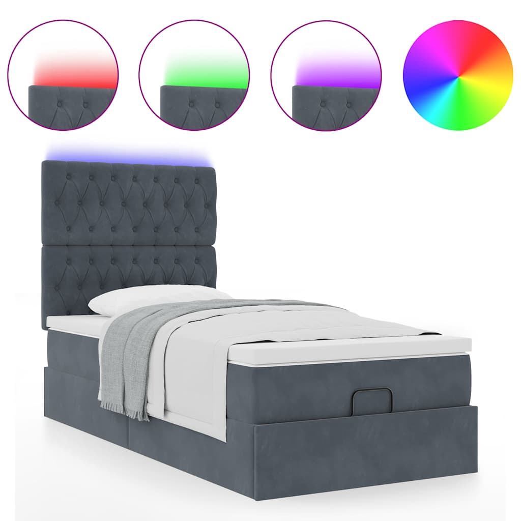 Struttura Letto Pouf con Materassi 90x200 cm in Velluto | homemem39