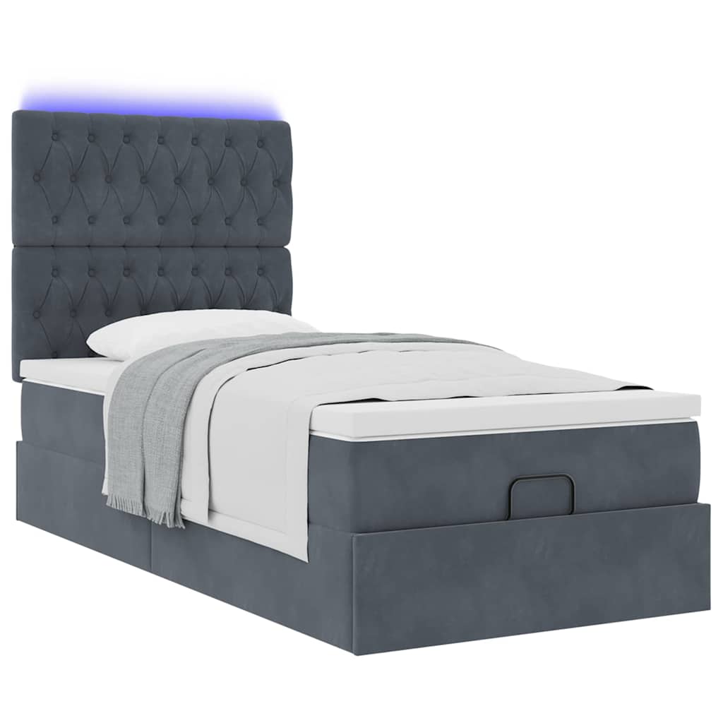 Struttura Letto Pouf con Materassi 90x200 cm in Velluto | homemem39