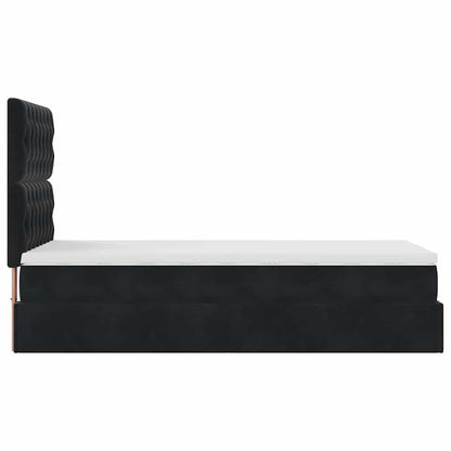 Struttura Letto Pouf con Materassi Nero 90x200 cm in Velluto