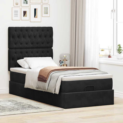 Struttura Letto Pouf con Materassi Nero 100x200 cm Velluto - homemem39