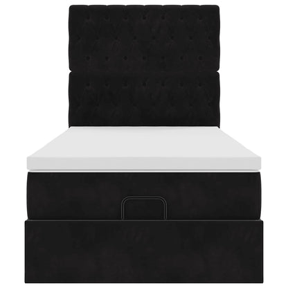 Struttura Letto Pouf con Materassi Nero 100x200 cm Velluto - homemem39
