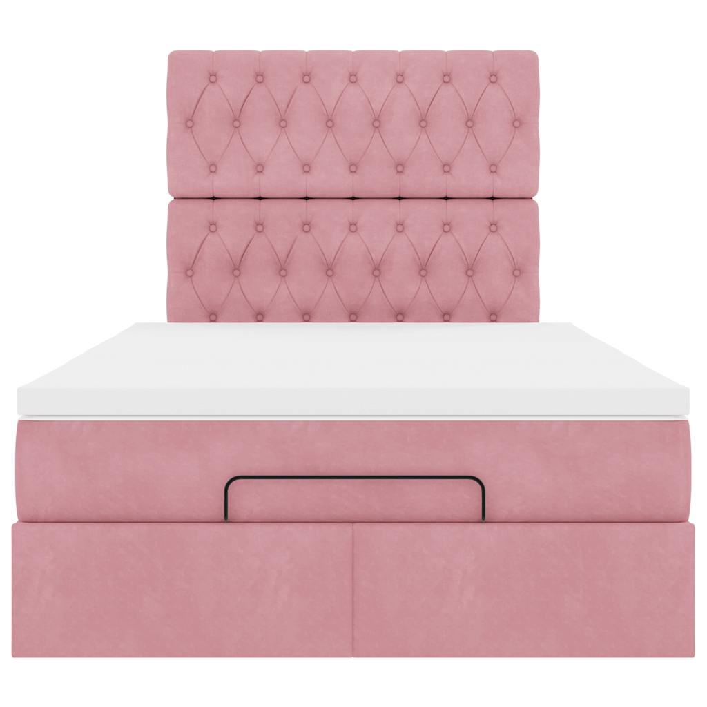 Struttura Letto Pouf con Materassi Rosa 120x190 cm Velluto