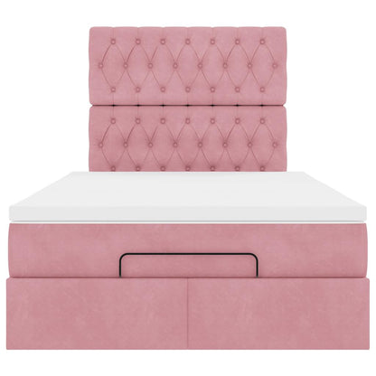 Struttura Letto Pouf con Materassi Rosa 120x190 cm Velluto