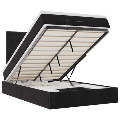 Struttura Letto Pouf con Materassi Nero 120x200 cm Velluto - homemem39