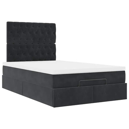 Struttura Letto Pouf con Materassi Nero 120x200 cm Velluto