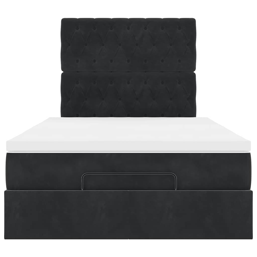 Struttura Letto Pouf con Materassi Nero 120x200 cm Velluto