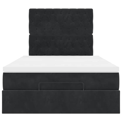 Struttura Letto Pouf con Materassi Nero 120x200 cm Velluto