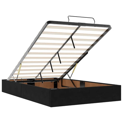 Struttura Letto Pouf con Materassi Nero 120x200 cm Velluto - homemem39