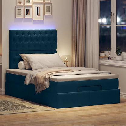 Struttura Letto Pouf con Materassi Blu Scuro 120x200 cm Velluto | homemem39