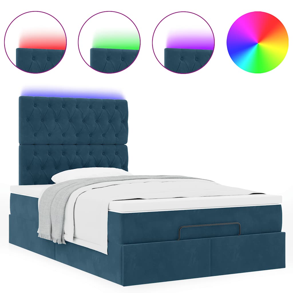 Struttura Letto Pouf con Materassi Blu Scuro 120x200 cm Velluto | homemem39