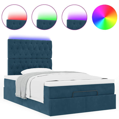 Struttura Letto Pouf con Materassi Blu Scuro 120x200 cm Velluto | homemem39