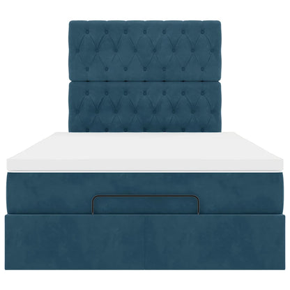 Struttura Letto Pouf con Materassi Blu Scuro 120x200 cm Velluto | homemem39