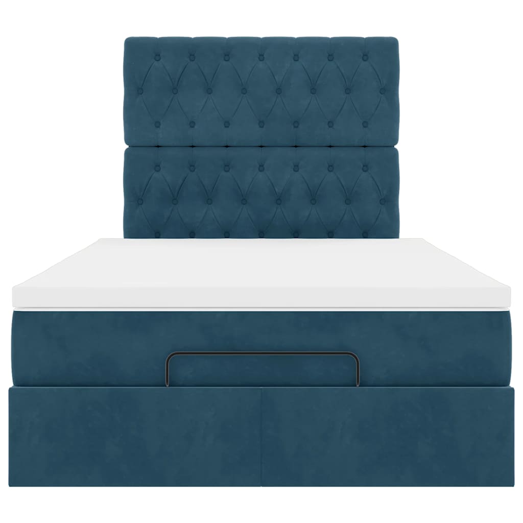 Struttura Letto Pouf con Materassi Blu Scuro 120x200 cm Velluto