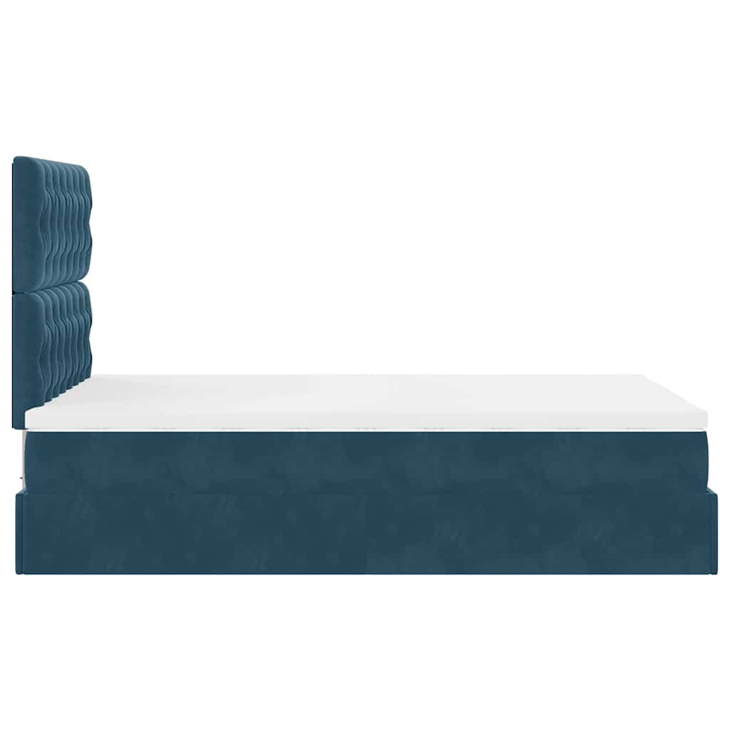 Struttura Letto Pouf con Materassi Blu Scuro 120x200 cm Velluto | homemem39