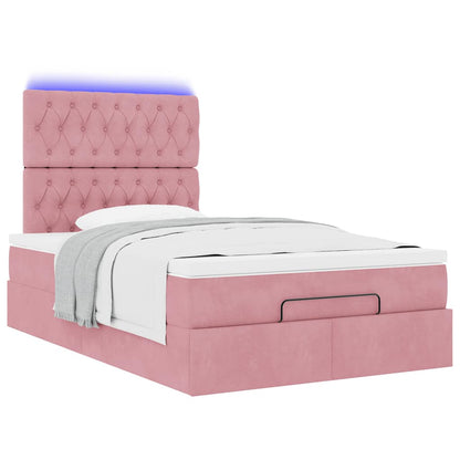 Struttura Letto Pouf con Materasso Rosa 120x200 cm Velluto | homemem39