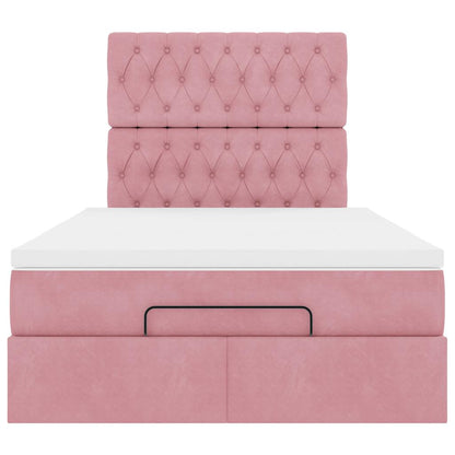 Struttura Letto Pouf con Materasso Rosa 120x200 cm Velluto | homemem39
