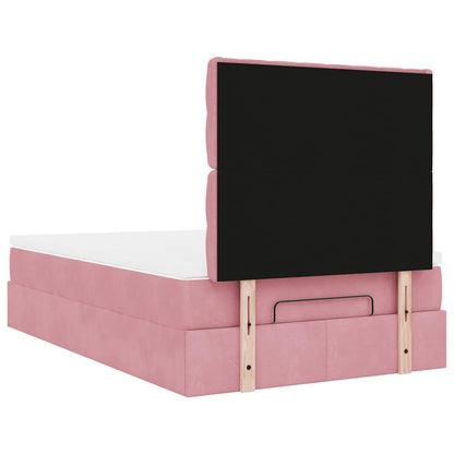 Struttura Letto Pouf con Materasso Rosa 120x200 cm Velluto | homemem39
