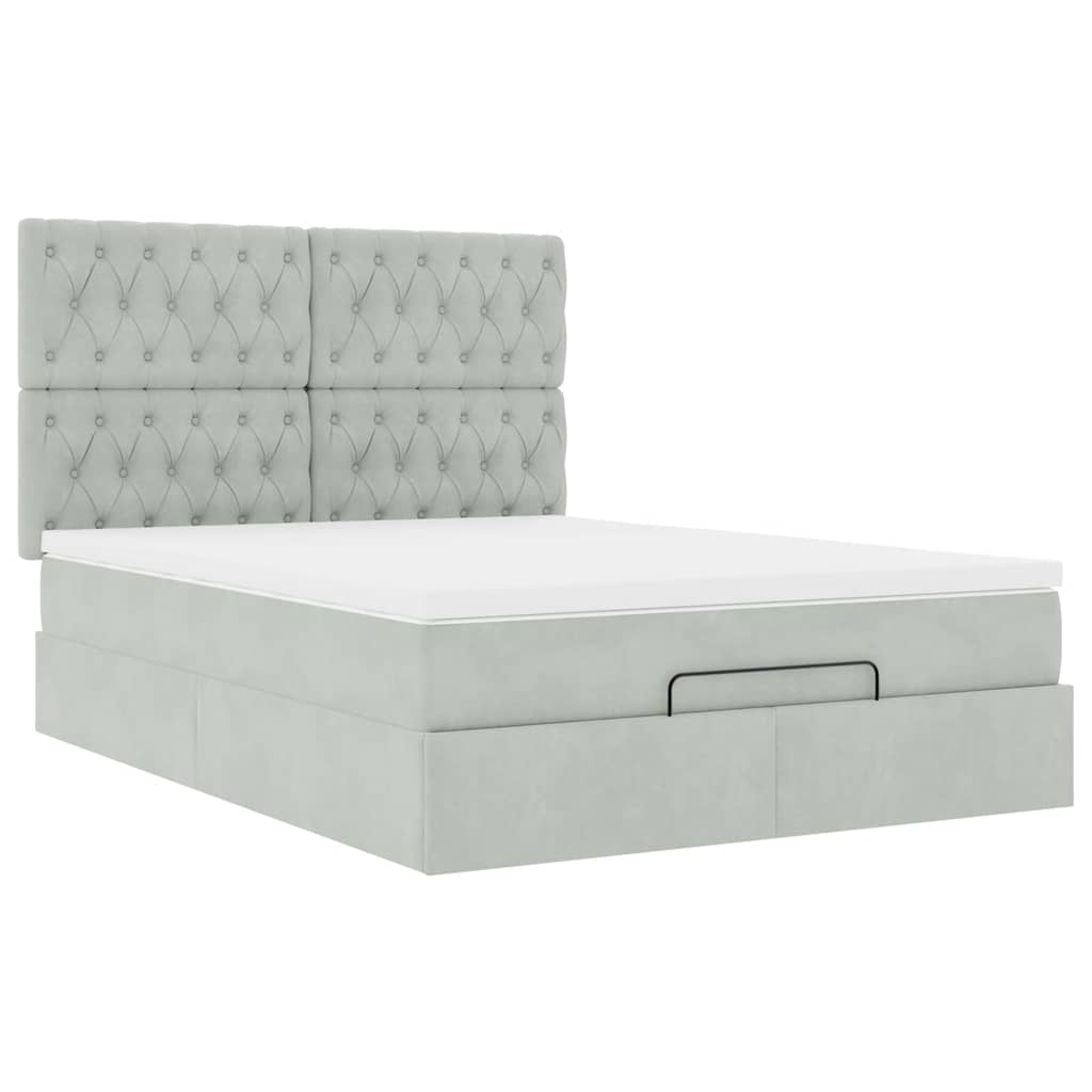 Struttura Letto Pouf con Materassi 140x190 cm Velluto | homemem39