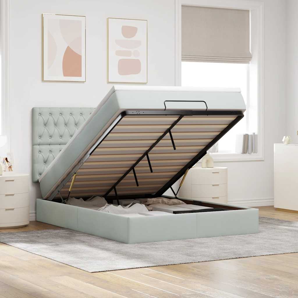 Struttura Letto Pouf con Materassi 140x190 cm Velluto | homemem39