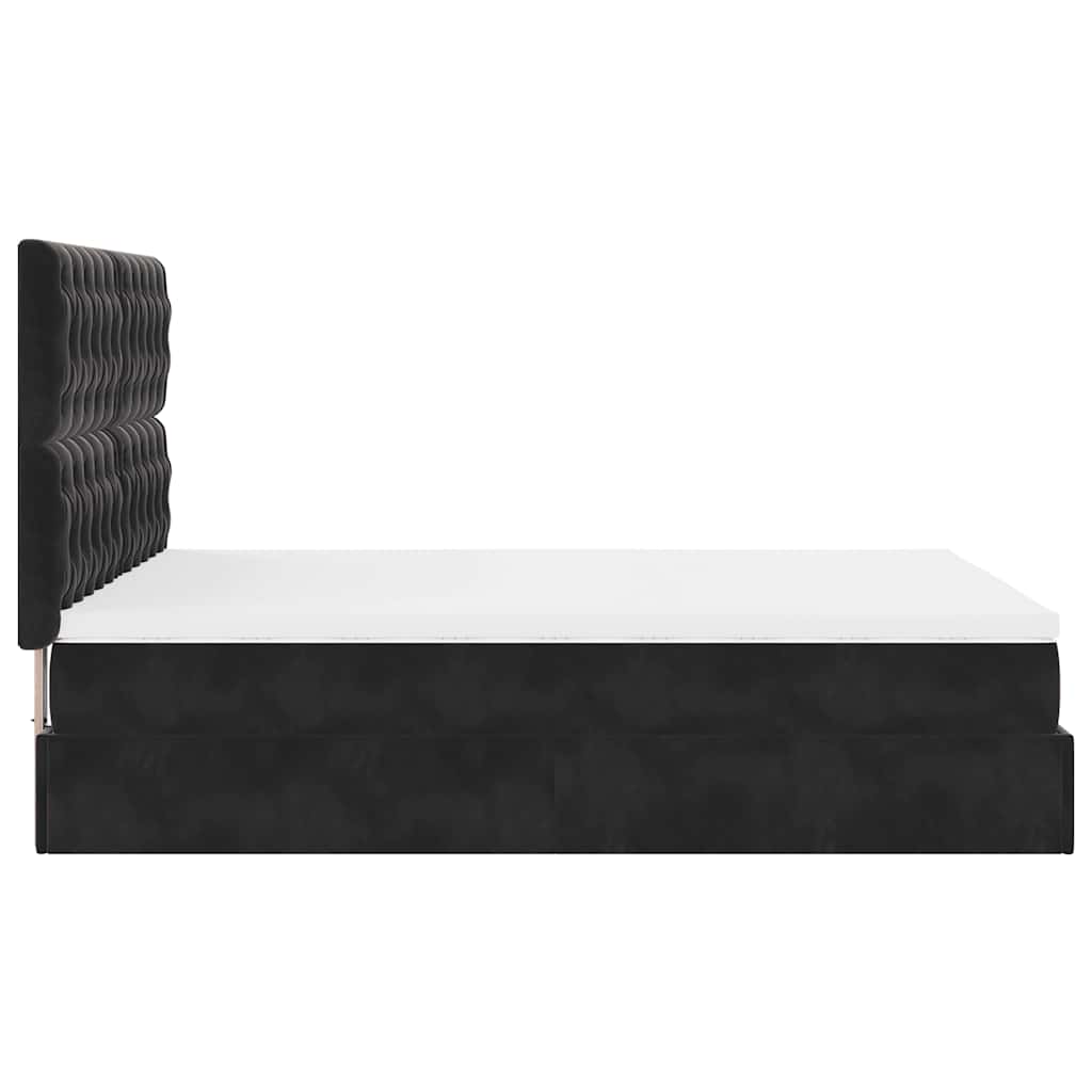 Struttura Letto Pouf con Materassi Nero 140x190 cm in Velluto | homemem39
