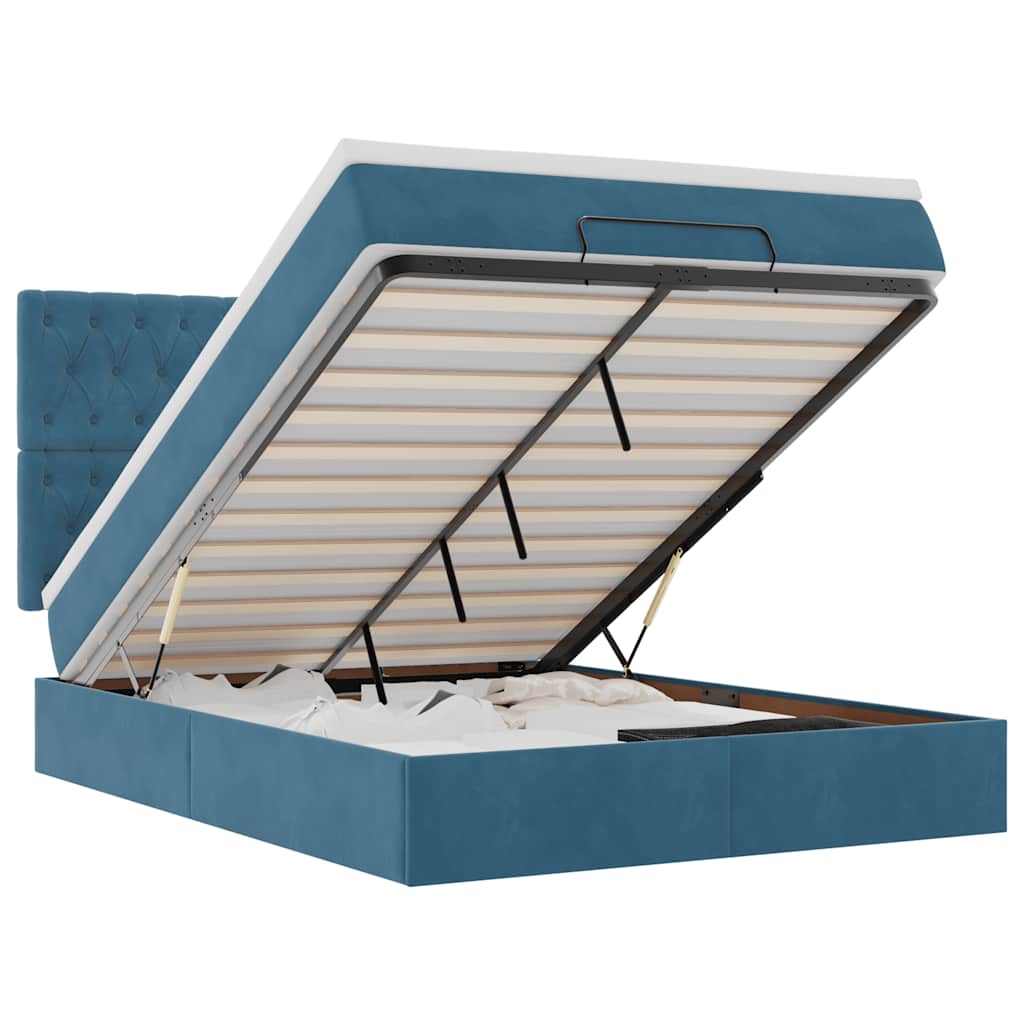 Struttura Letto Pouf con Materassi 140x190 cm in Velluto - homemem39