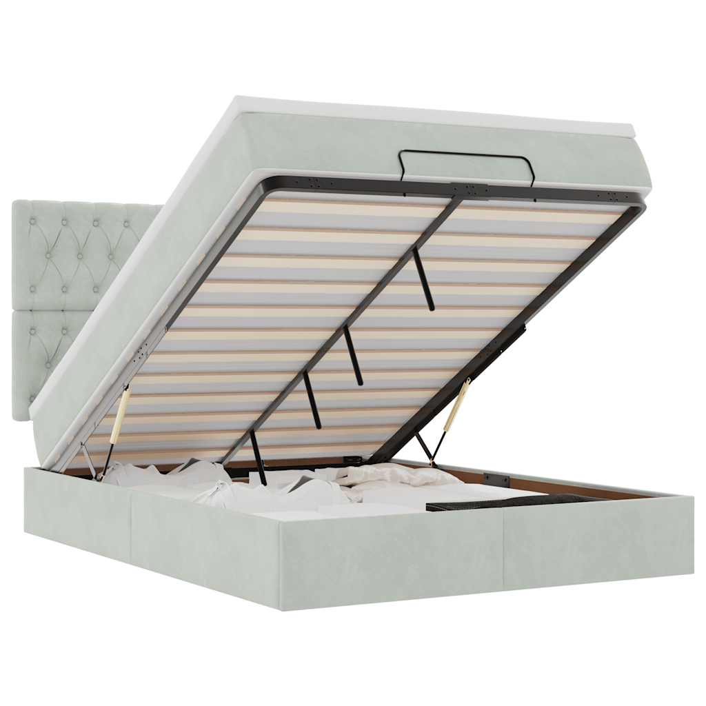 Struttura Letto Pouf con Materassi 140x200 cm in Velluto - homemem39