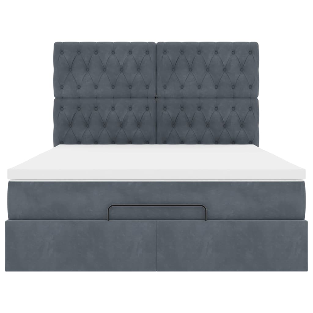 Struttura Letto Pouf con Materassi 140x200 cm in Velluto