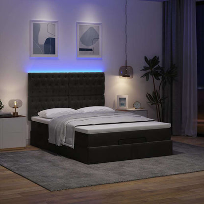 Struttura Letto Pouf con Materassi Nero 140x200 cm in Velluto | homemem39