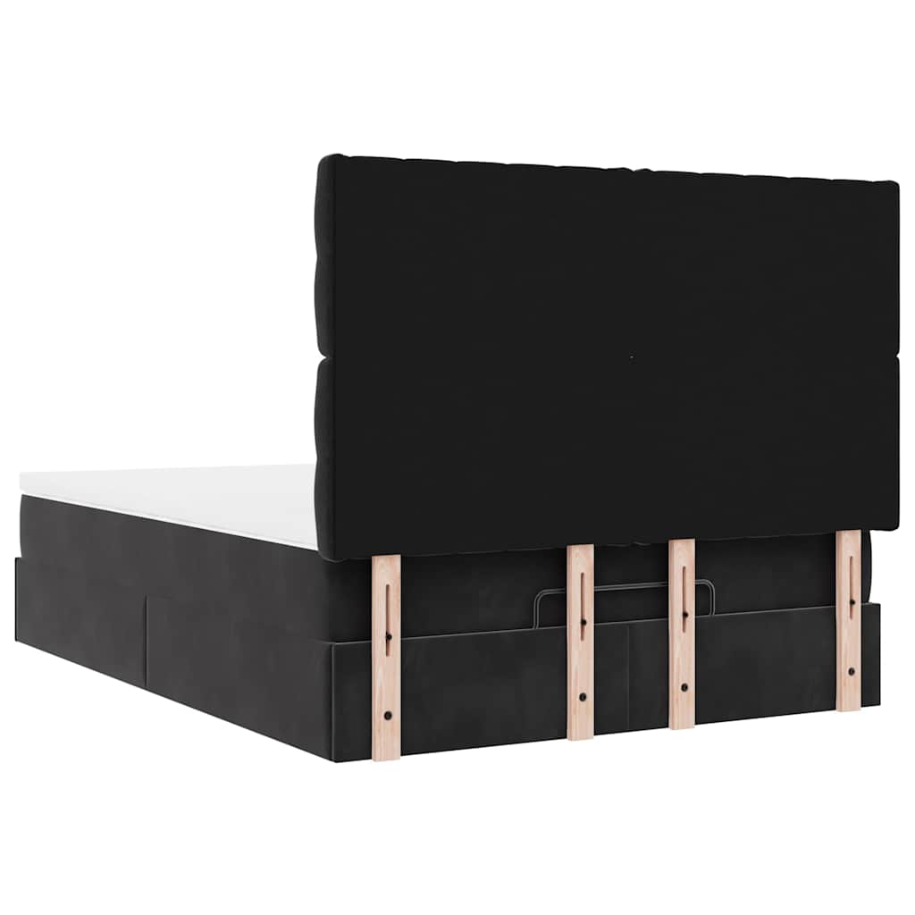 Struttura Letto Pouf con Materassi Nero 140x200 cm in Velluto | homemem39