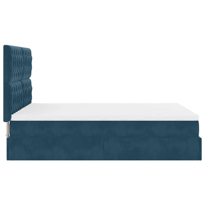 Struttura Letto Pouf con Materassi Blu 140x200cm in Velluto | homemem39