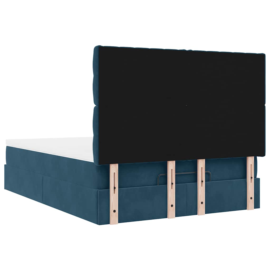 Struttura Letto Pouf con Materassi Blu 140x200cm in Velluto | homemem39