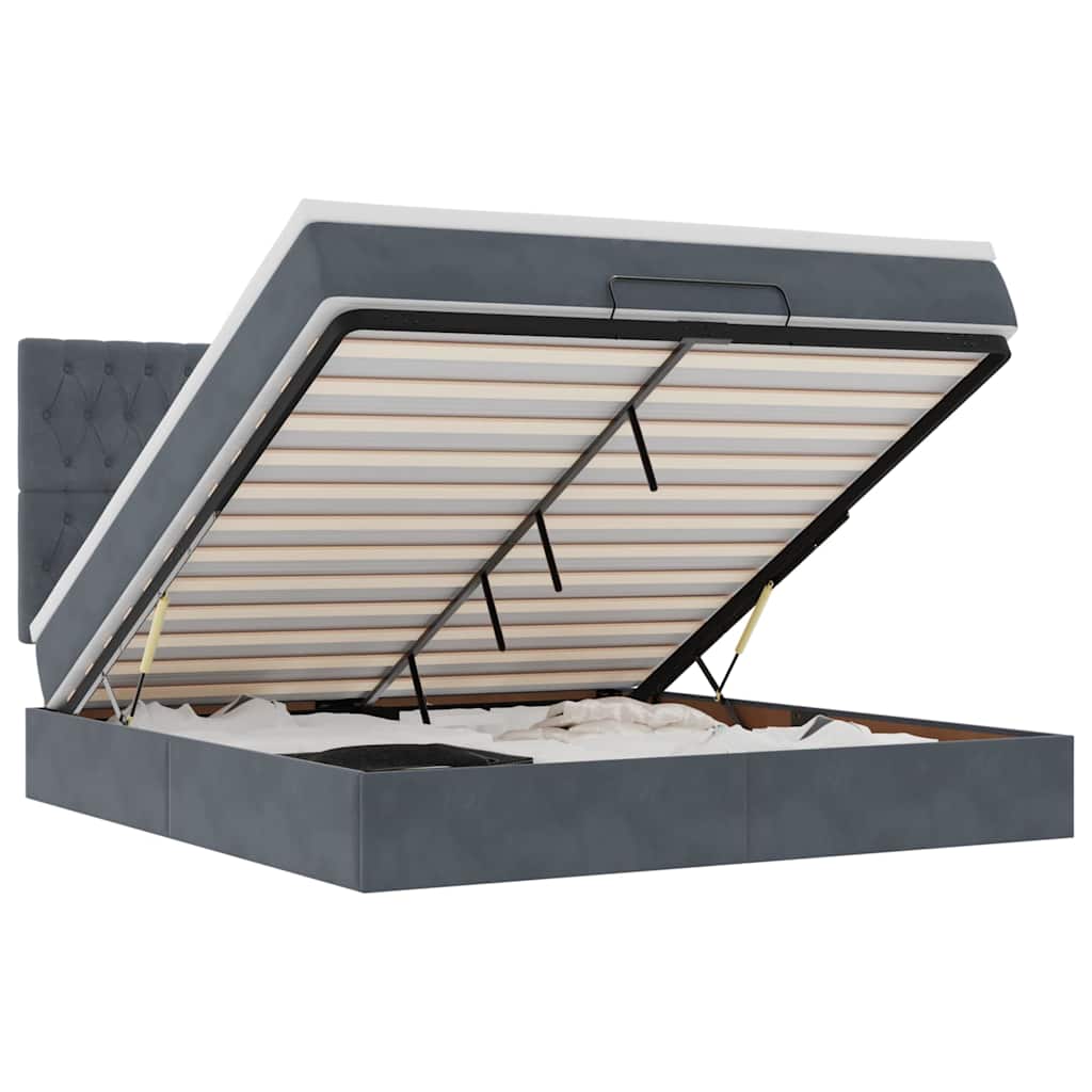 Struttura Letto Pouf con Materassi 160x200 cm in Velluto | homemem39