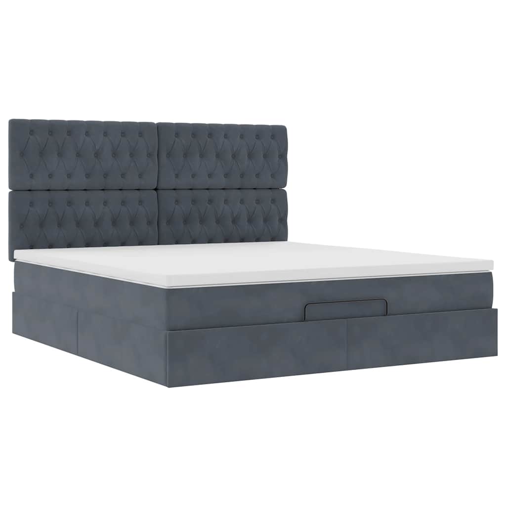 Struttura Letto Pouf con Materassi 160x200 cm in Velluto | homemem39