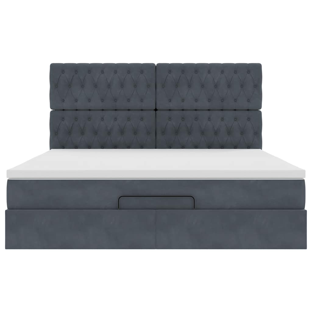 Struttura Letto Pouf con Materassi 160x200 cm in Velluto