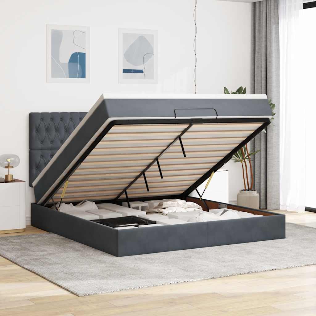 Struttura Letto Pouf con Materassi 160x200 cm in Velluto | homemem39