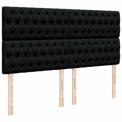 Struttura Letto Pouf con Materassi Nero 180x200 cm in Velluto