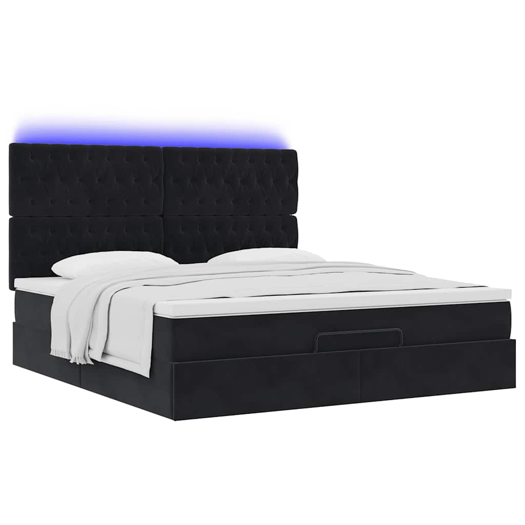 Struttura Letto Pouf con Materassi Nero 180x200 cm in Velluto | homemem39
