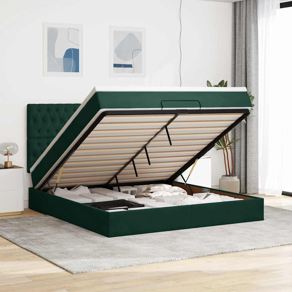 Struttura Letto Pouf con Materassi 180x200 cm Velluto