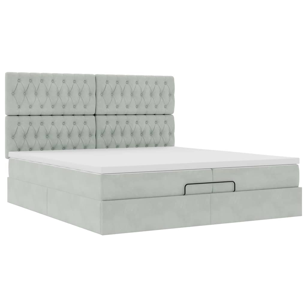 Struttura Letto Pouf con Materassi 200x200 cm Velluto | homemem39
